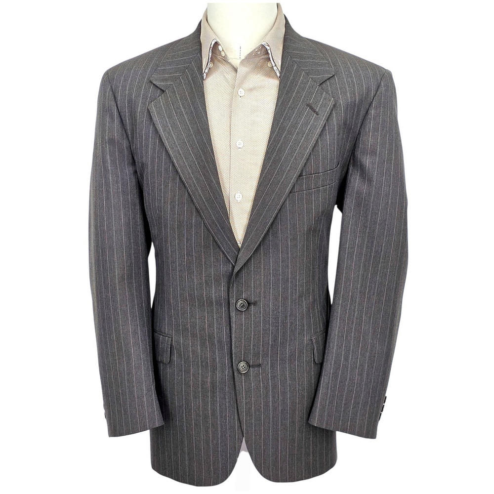 Mens Gray Pinstripe Suit 42R Nino Cerruti Rue Royale Vintage 2 Piece USA - Picture 3 of 16